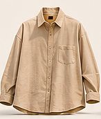 Sand-coloured long-sleeve shirt with a chest pocket