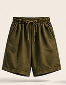 Olive green drawstring shorts