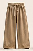 Natural sand trousers with a drawstring waist and wide leg
